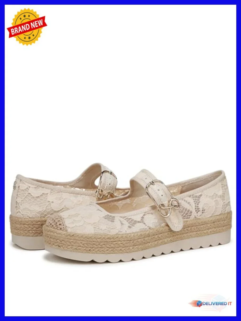Espadrille Platform Mary Jane Flat Slip-On Lace
